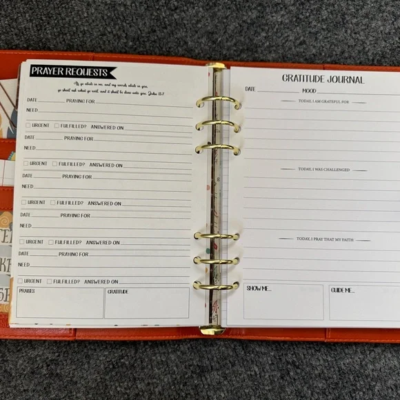 Vibrant Orange Leather Journal with Gold Rings - Picture 11 of 16